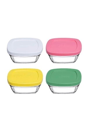 96840 4-teiliger Pudding-Aufbewahrungsbehälter aus Glas mit Deckel cs480 - Paşabahçe