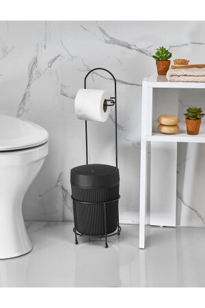 980 Round Bucket WC Paper Holder Matte Black - ORSA HOME