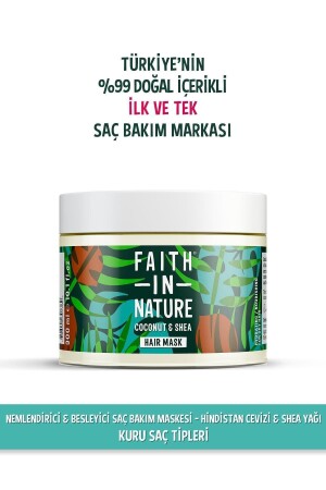 %99 Doğal Nemlendirici&Besleyici Saç Bakım Maskesi Hindistan Cevizi&Shea Yağı Kuru Saç Tipleri İçin - Faith In Nature