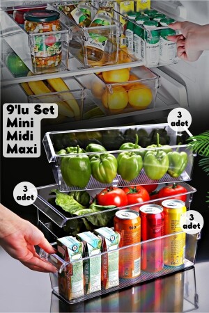 9'lu Set Tall Clear Buzdolabı & Dolap Içi Düzenleyici Organizer NDY-EP-TLL9SET - Nandy Home