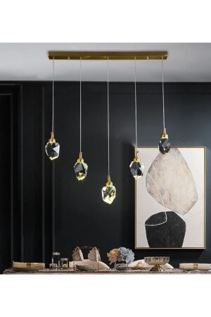 A+ Luxury Modern Crystalized Glass Pendant Lamp Five Rows LED Chandelier Gold Yellow burenze829 - burenze