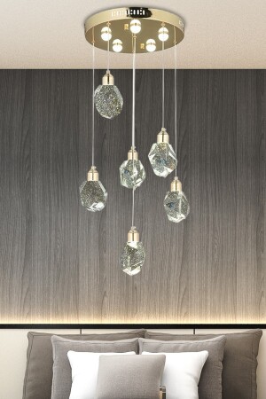 A Luxury Modern Crystalized Glass Pendant Lamp Six Power LED Chandelier Gold Yellow Daylight LED Chandelier burenze268 - burenze