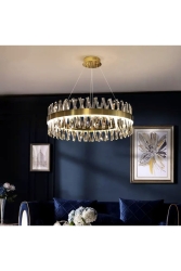 A- Luxury Modern Kristal Taşlı Sarkıt Power Led Avize Kademeli 3 Renk Bronz 60'lık burenze549 - burenze