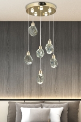 A Luxury Modern Kristalize Cam Sarkıt Altılı Power Led Avize Gold Sarı Gün Işığı Ledli Avize burenze268 - burenze