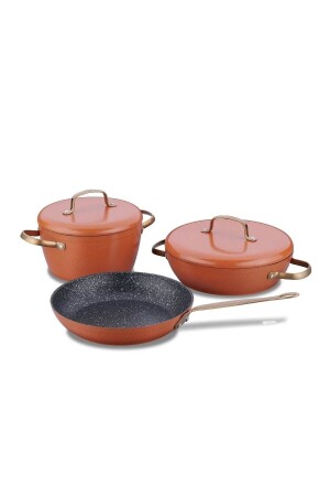 A2607-1 Vintage 5 Piece Cookware Set Brown - Korkmaz