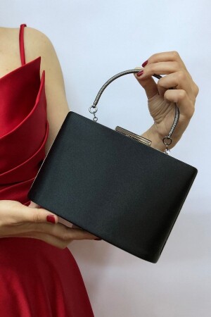 Abendkleid-Clutch-Portfolio für Damen aus Satin in Schwarz. Damentasche - Nazart