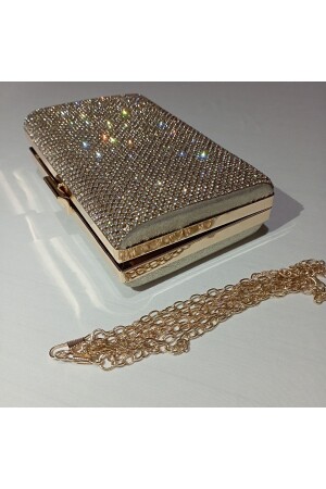 Abiye Çanta Altın Gece Çantası Clutch Gold Çanta Portföy - Şarra Gossi