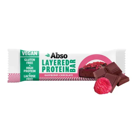AbsoRICE AbsoBAR Layered Protein Bar - Vegan Protein Bar (50 g, Chocolate & Raspberry) - AbsoRICE