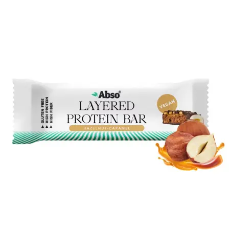 AbsoRICE AbsoBAR Layered Protein Bar - Vegan Protein Bar (50 g, Hazelnut - Caramel) - AbsoRICE