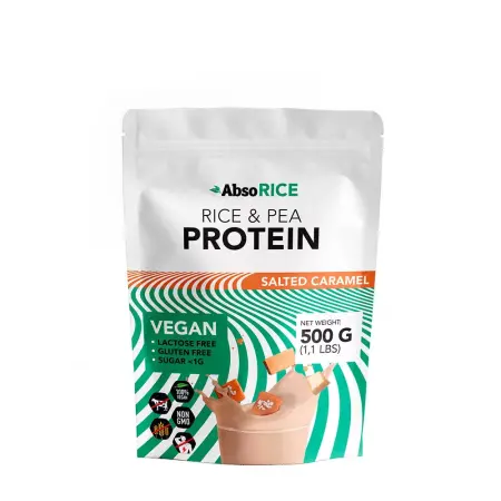 AbsoRICE Rice & Pea Protein - Vegan Protein Powder (500 g, Salted Caramel) - AbsoRICE