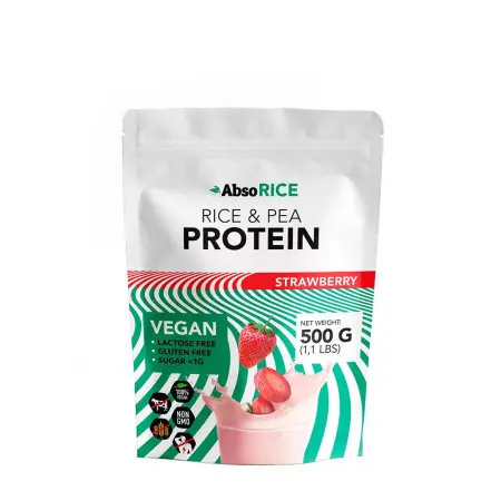 AbsoRICE Rice & Pea Protein - Vegan Protein Powder (500 g, Strawberry) - AbsoRICE