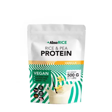 AbsoRICE Rice & Pea Protein - Vegan Protein Powder (500 g, Vanilla) - AbsoRICE