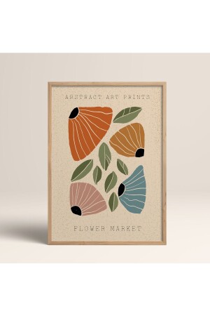 Abstract Colorful Patterns with Wooden Frames Flower Modern Art - Homepack