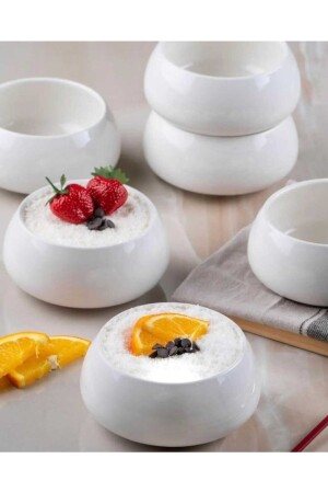 Acar 13 cm konkave 6-teilige Suppenschüsseln aus Porzellan CİCİMUTFAKLAR4041 - CİCİMUTFAKLAR