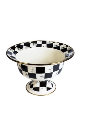 Acar Plus28x18cm Creme-schwarz emaillierte Obstschale mit Füßen Emy-110 EMY-110 - Genel Markalar