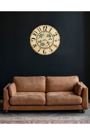 Accessory Retro Floral Decorative Wooden Wall Clock 33x33 - Kututr