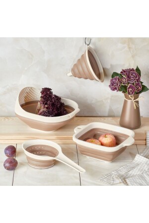 Accordion Strainer Folding Kitchen Set 4 Pieces, Foldable Strainer Set Vp-155(beach) TYC00709640184 - Vip Ahmet