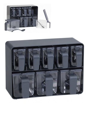 Acht Gewürzdosen-Set mit Ständer, Grau TYC00219262638 - Herevin