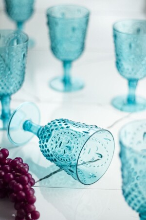 Acrylic Aquamarine 6-Piece Goblet & Water Soft Drink Coffee Glass 450 Ml (Not Glass) Magıcayaklidp6 - EWs