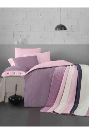 Acrylic Knitted Blanket Set Double Powder Pink 17566 - Luoca Patisca