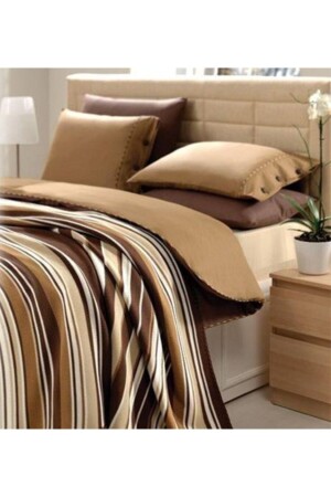 Acrylic Knitted Blanket Set Single Brown Ecru BTST00100101 - Luoca Patisca