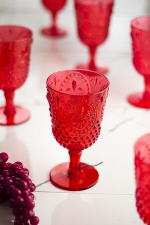 Acrylic Red 6-Piece Goblet & Water Soft Drink Coffee Glass 450 Ml (Not Glass) 309197 - EWs