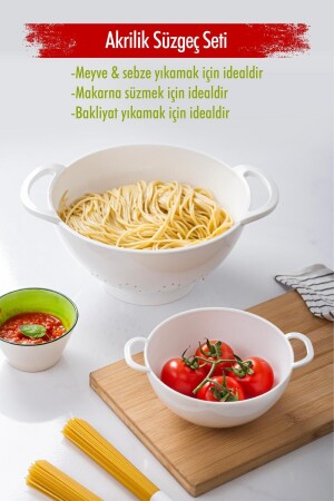 Acrylic White 2-Piece Strainer Set (Pasta & Rice Strainer) - EWS