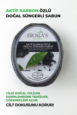Activated Carbon Extract Natural Sponge Soap 130 gr - Biolea's Skincare