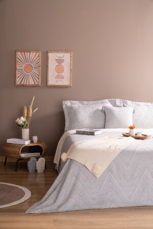 Ada Single Bedspread Set Gray Daily Multi-Purpose Duvet Cover Set - Stylish Box and Package - Odamoda