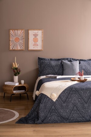 Ada Single Bedspread Set Navy Blue Daily Multi-Purpose Duvet Cover Set - Stylish Box and Package - Odamoda
