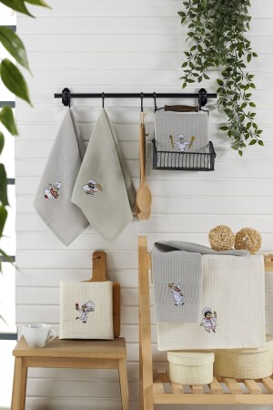 Adelina Kitchen Chef Set 6 Pieces Cotton Embroidered Patterned Kitchen Towels Drying Cloth 40 X 60 evn-adlnmtfk-1 - Evanora
