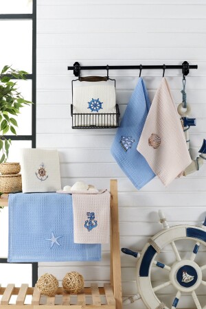 Adelina Kitchen Set 6 Pieces Cotton Embroidered Patterned Kitchen Towels Drying Cloth 40 X 60 evn-adlnmtfk-1 - Evanora