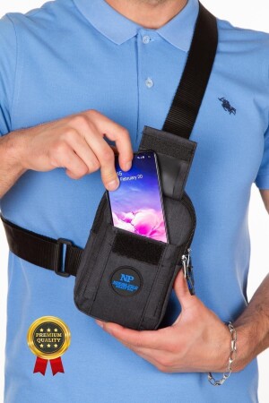 Adelina Unisex Telefon Bölmeli Bel Ve Omuz Çanta Çapraz Askılı Göğüs Çanta Siyah - Newish Polo