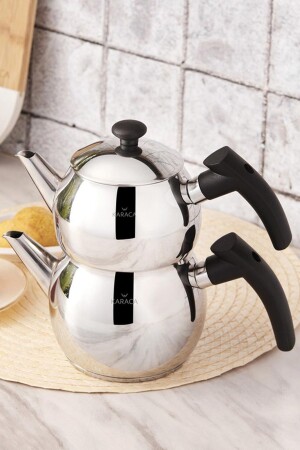 Adelya Mini Size Black Teapot Set with Induction Base - Karaca