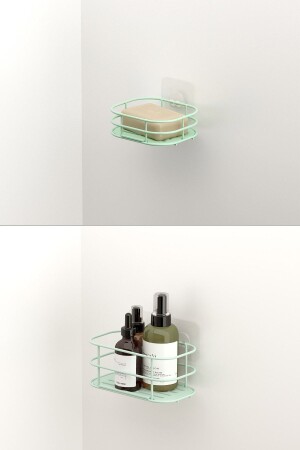 ADHESIVE 2 PIECES BATHROOM & KITCHEN SHELVES GREEN GRENA SERIES SET ST120-1 11. STS. 001. 01 - Tekno-tel