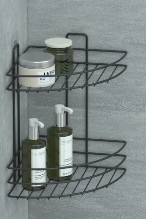 Adhesive 2-Tier Bathroom Corner Shelf Shower Shampoo Holder Wall Organizer Organizer Shelf - Zabata