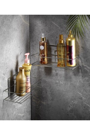 Adhesive Bathroom Organizer Shampoo Holder Shower Shelf Chrome 2 Pieces Tş-01 PRA-7848372-5787 - Sas Haus