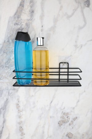 Adhesive Bathroom Shelf Matte Black - Multistore