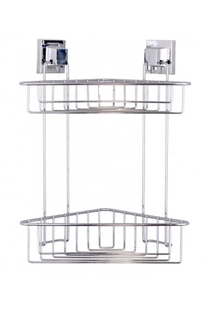 ADHESIVE CHROME TWO-TIER BATHROOM CORNER SHELF CHROME EF257 - Teknotel