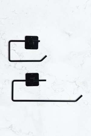 Adhesive Design Black Roll Towel Holder Napkin Holder WC Paper Hanger Set of 2 bd81777 - BUSEMSİ HOME