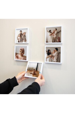 Adhesive Detachable White Pola Frames - Pack of 5 14x14cm Desktop and Wall Frame - Nobbystar