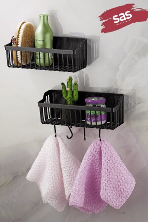 Adhesive Lifetime Edelstahl-Badezimmer-Organizer, Shampoo-Halter, Kunststoff-Duschregal, Schwarz Tşp-01 2312300740 - Sas Haus