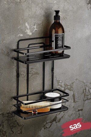 Adhesive Lifetime Stainless Adjustable Shelf Bathroom Organizer Shampoo Holder Black Lş-02 Ss PRA-8973188-1137 - Sas Haus