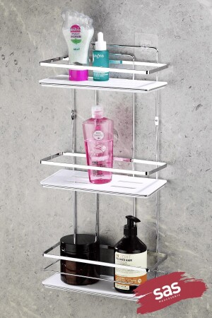 Adhesive Lifetime Stainless Crystal Adjustable Shelf Bathroom Organizer Shampoo Holder Chrome-white PRA-5184242-9341 - Sas Haus