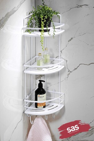 Adhesive Lifetime Stainless Crystal Adjustable Shelf Bathroom Organizer Shampoo Holder LK-03 BBBK - Sas Haus