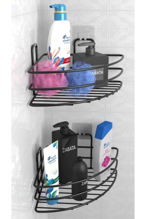 Adhesive Set of 2 Bathroom Corner Shelf Shower Shampoo Holder Wall Organizer Organizer Shelf - Zabata