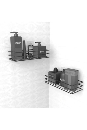 Adhesive Set of 2 Bathroom Shelf Shower Shampoo Holder Wall Organizer Organizer - Zabata
