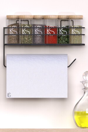 Adhesive Shelf Paper Roll Towel Holder Napkin Holder Towel Paper Holder Black Bathroom Kitchen Organizer Shelf - Kilinç Store