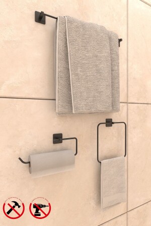 Adhesive Square Long Pile. Square Square Pile. Square Solo Pile. Bathroom Accessory Set - Alper Banyo
