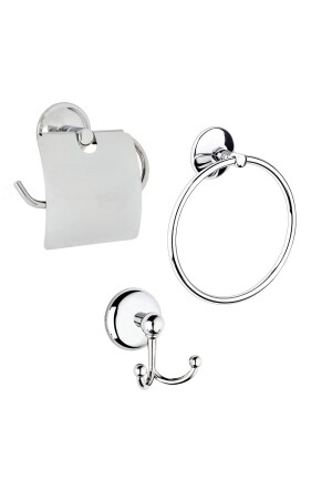Adhesive Triple Bathroom Accessory Set Towel Holder Hanger Toilet Roll Holder - Lucena